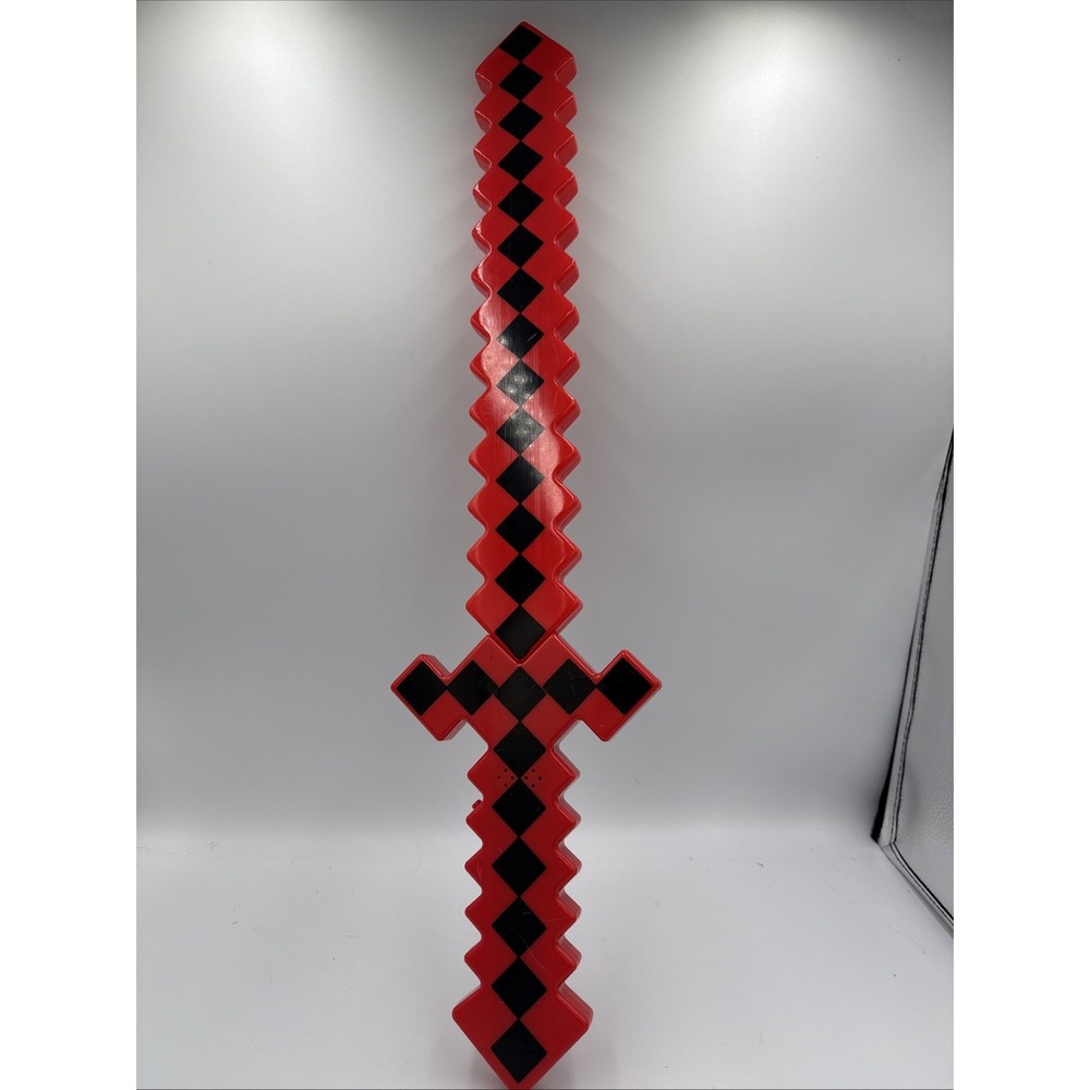 24" LED‎ Minecraft Light Up Pixel Sword Color RED Flashing Toy Tested Cosplay